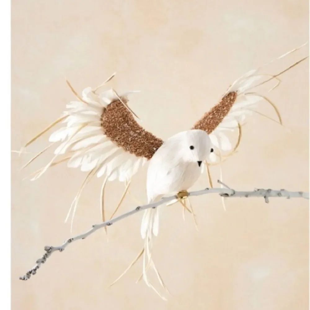 Anthropologie Wispy White Bird Clip On Christmas Tree Ornament